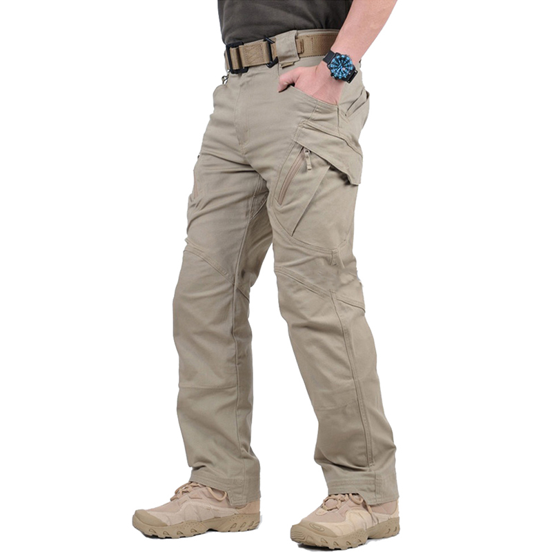 IX9 シティタクティカルカーゴパンツ男性ストレッチコットンワークミリタリーパンツ柔軟な屋外陸軍戦闘ズボン 9 ポケット