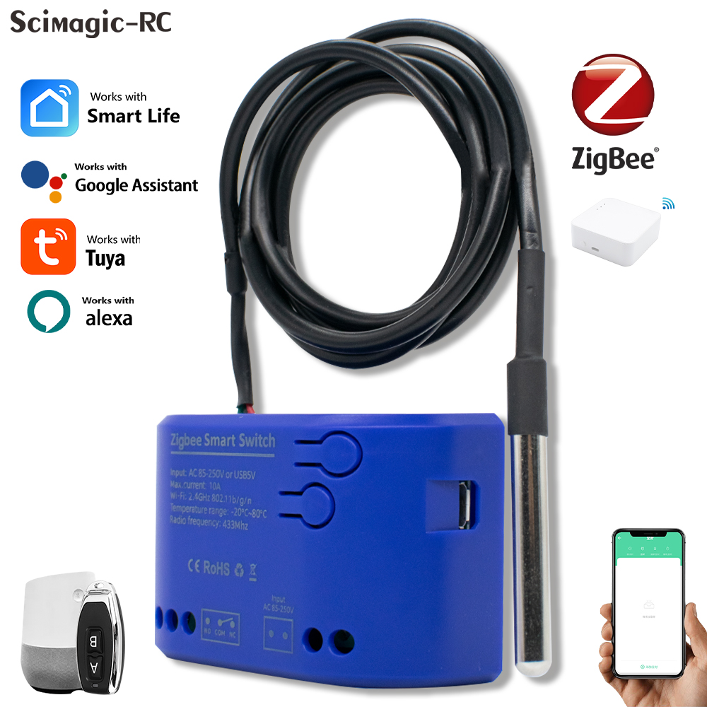 Zigbee Tuya Wifi スマート温度スイッチ 220V リレー 10A インテリジェントサーモスタットエネルギー消費モニター付き Alexa と連携