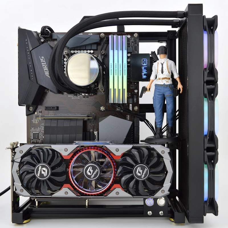 MOD ゲーマーキャビネット大型オープン PC ケースフレームラックアルミクリエイティブ DIY デスクトップゲームコンピュータシャーシ水冷