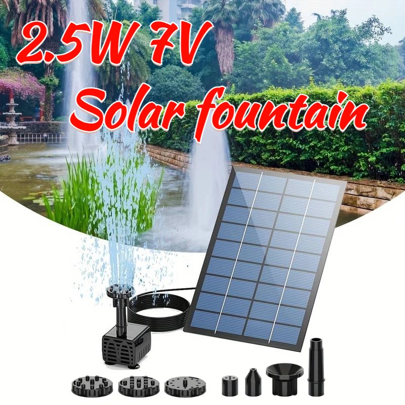 2.5W ソーラー噴水分割デザイン 6 つの噴水と 4 フィートの水道管付き、屋外庭ソーラー噴水ウォーターポンプ装飾用