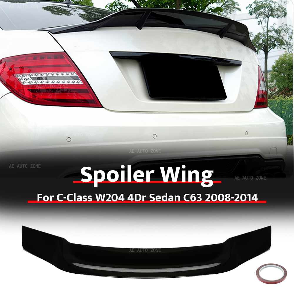光沢のある黒のリアトランクスポイラーウィング MBZ C クラス W204 4 ドアセダン C63 2008-2014