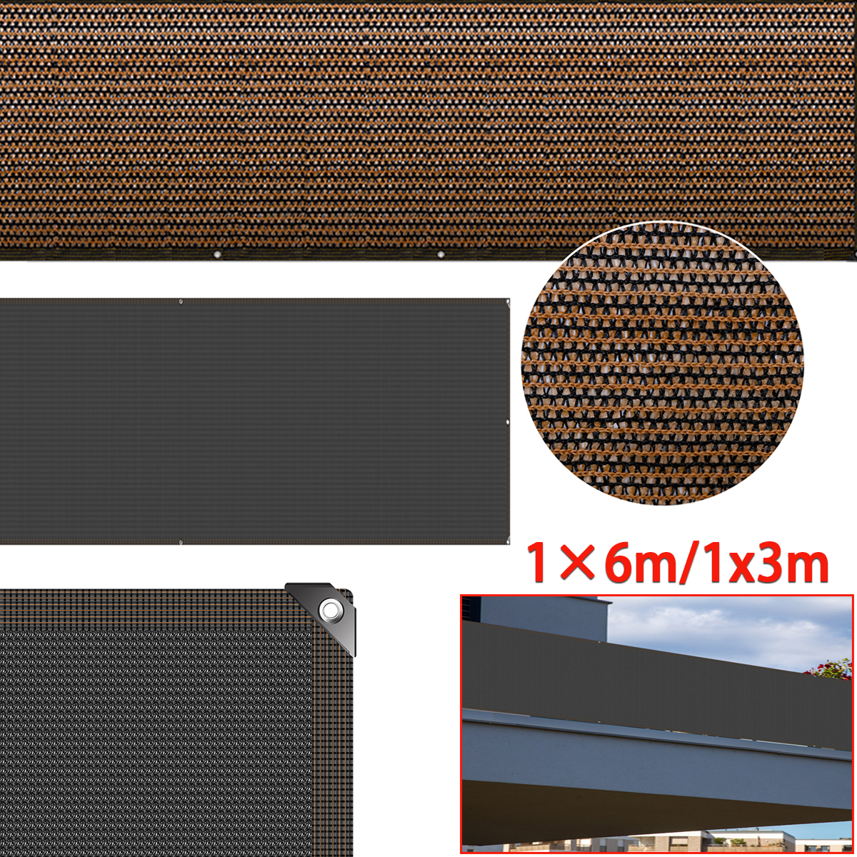 2/1 個 1 × 6 メートル/1 × 3 メートルバルコニープライバシーフェンスネッティングサンシェードネット庭中庭フェンススクリーンメッシュフェンシングカバー