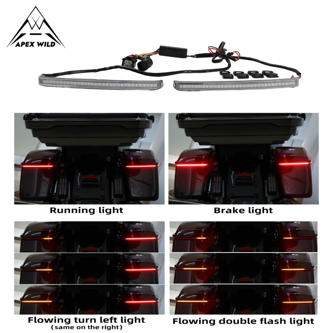 オートバイ LED サドルバッグターンシグナルランニングライトブレーキ流れるハーレーツーリングエレクトラグライドロードグライド CVO 2014-2022