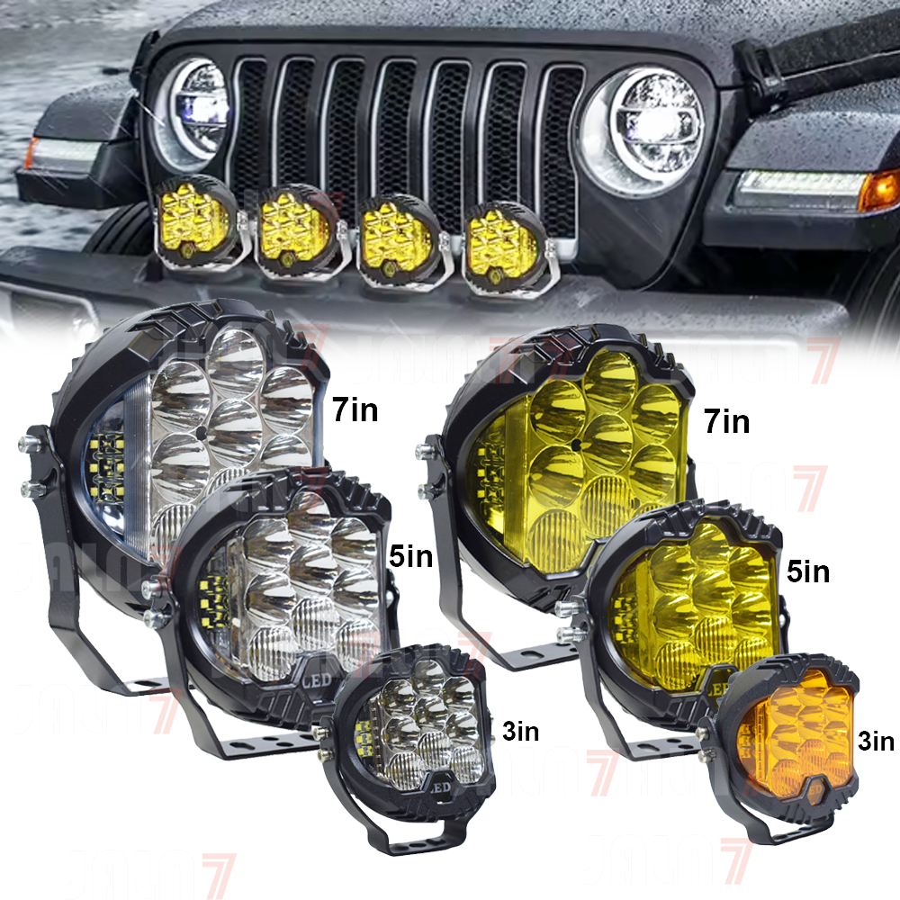 JALN7 LED Light OFF Road Soptlight 3 inch 5 inch 7 inch Pod Driving Light BA JA DESIGN Flash DRL White Amber Yellow  12V 24V