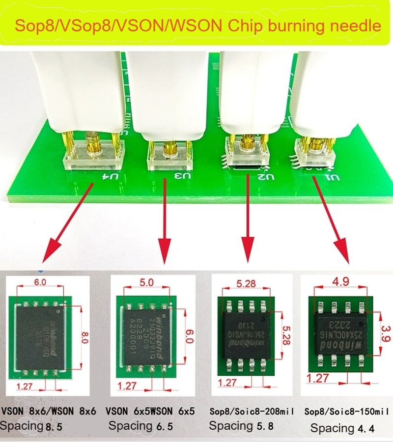 4 個 Soic8 Sop8 ツール wsonvson チップダウンロード書き込み書き込みプローブスプリングニードルフラッシュ eeprom チップバーナーケーブル