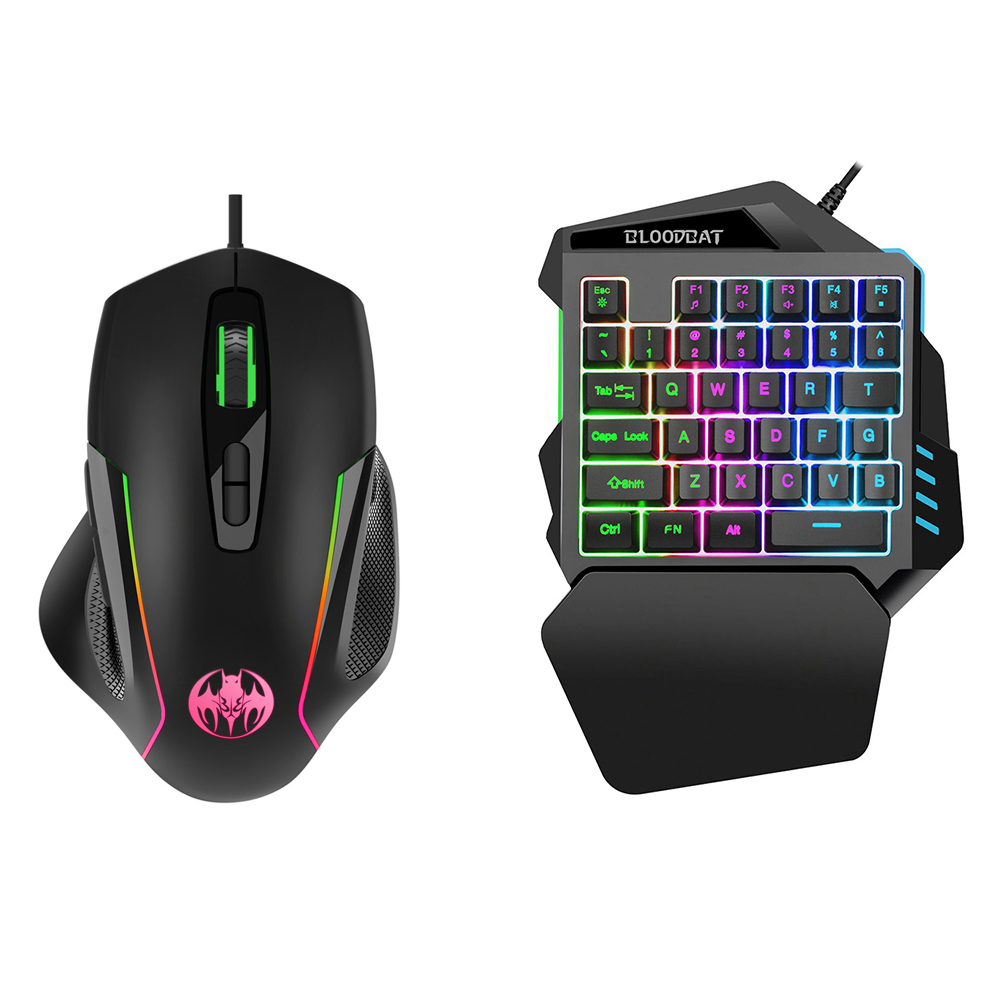 片手 RGB ゲーミング キーボード マウス付き 6400 DPI USB 有線 35 キー コンボ コンバーター Xbox One PS4 Switch PS3 PC 用