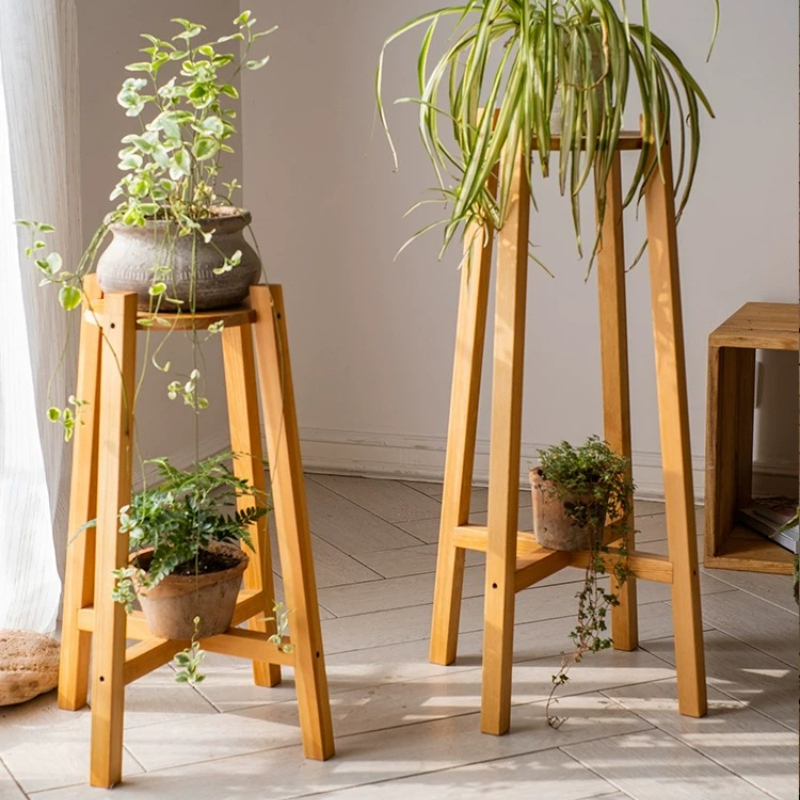 無垢材の植物スタンド 背の高いフラワーホルダー リビングルーム用 多段プランターラック バルコニー用 クモアイビー ポトスディスプレイスタンド