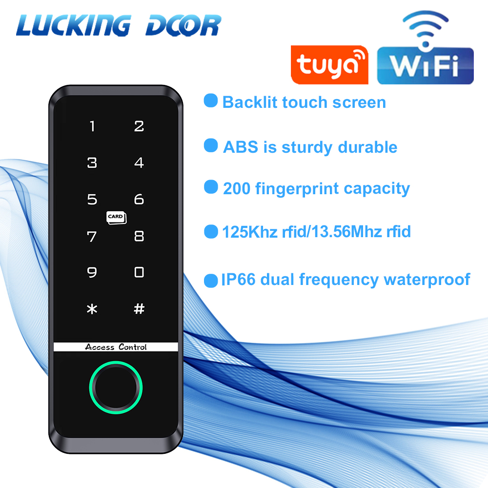 WIFI TUYA アプリ生体認証指紋アクセスコントローラキーパッド IP66 防水 RFID IC カードスタンドアロンドアアクセス制御システム