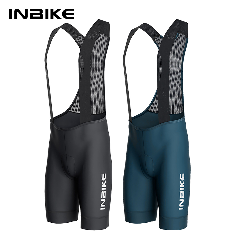 INBIKE 夏メンズ通気性サイクリングビブショーツパッド入りプロフェッショナルロードバイクマウンテン自転車サイクリング服サイドポケット付き