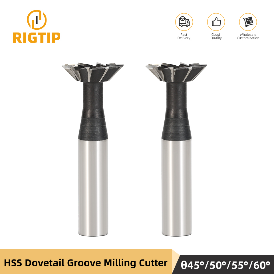 RIGTIP 高速度鋼溝フライスカッター 16-60 ミリメートル 45/50/55/60 度 CNC ストレートシャンクアリ溝エンドミル