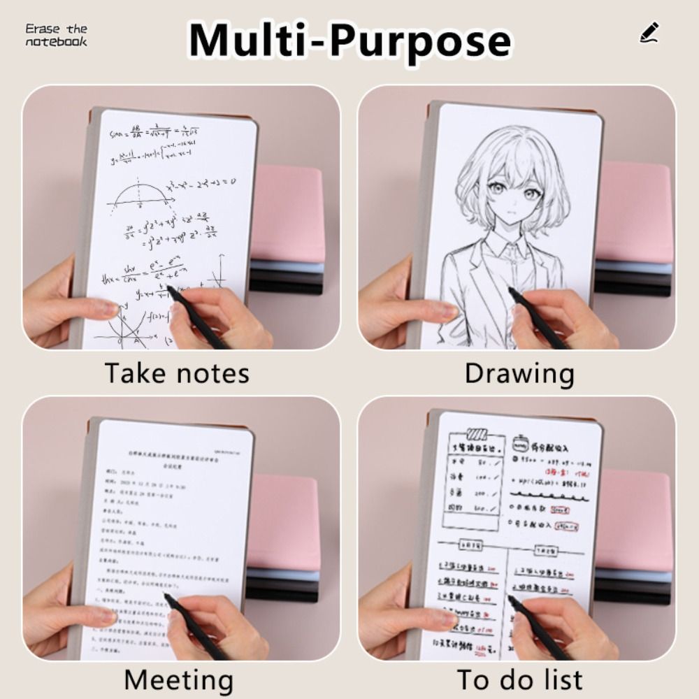 軽量PUレザーホワイトボード、再利用可能なA5ホワイトボードノート、折りたたみ式ドライイレース消せるライティングボード、学校・オフィス用