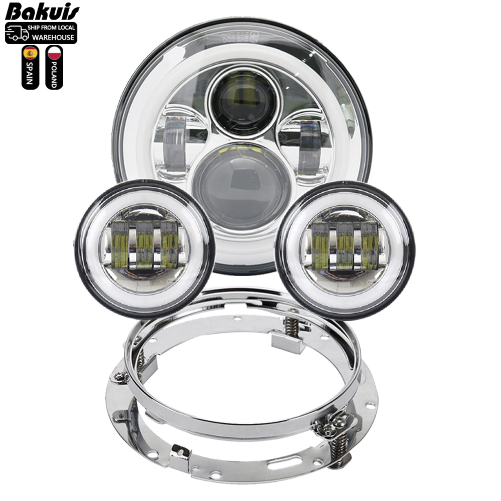 オートバイ 7 インチモト LED ヘッドライトハーレーバイク用 4-1/2'4.5' LED パッシングランプフォグランプ付き