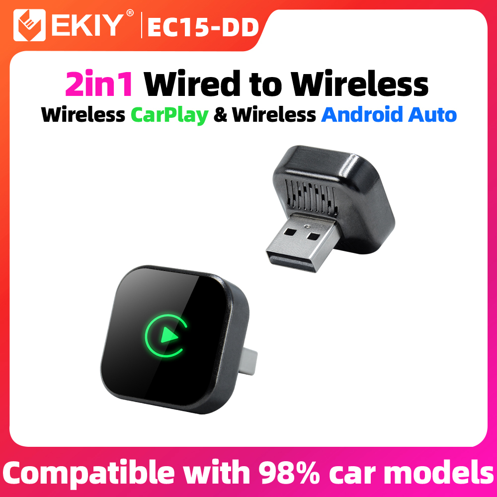 EKIY 2in1 有線ワイヤレス CarPlay アダプター Android 自動ドングルスマート AI ボックス高品質カーアクセサリーインテリジェントシステム