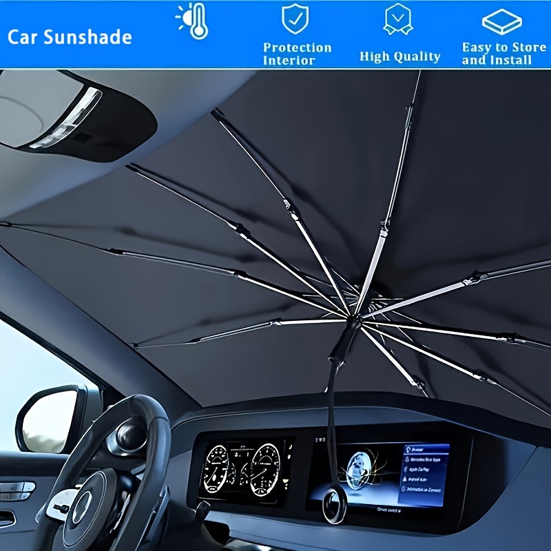 ワンピースユニバーサル車フロントガラスサンシェード、折りたたみ式耐熱プロテクター、SUV、トラック車用、簡単取り付け