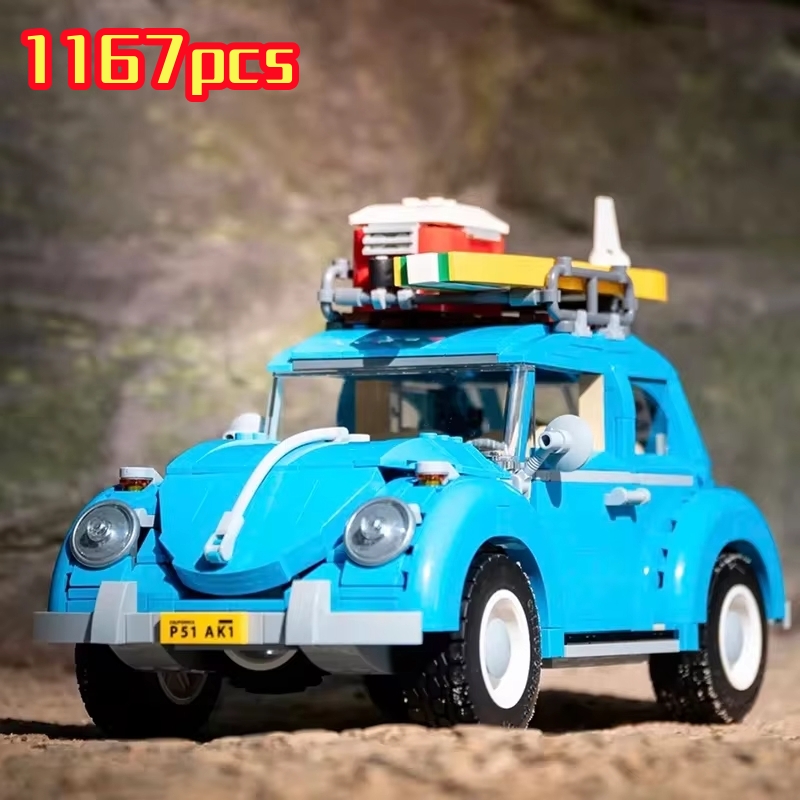 1167 個テクニカルブルービートルキャンピングカービルディングブロックモデルクリエイティブ都市車両セットおもちゃレンガ男の子子供のためのクリスマスギフト