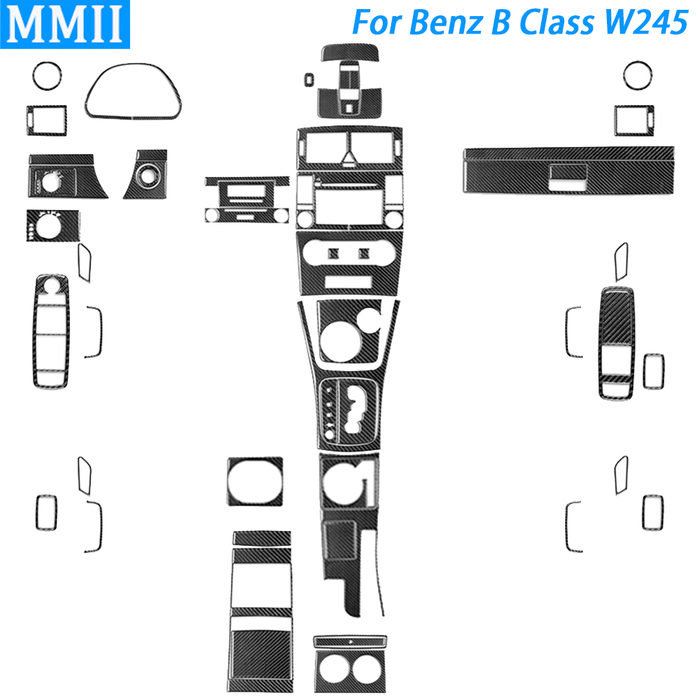 ベンツ B クラス W245 2005-2011 カーボンファイバーギアシフトウィンドウリフト空気出口水カップホルダーパネルスーツ車内ステッカー