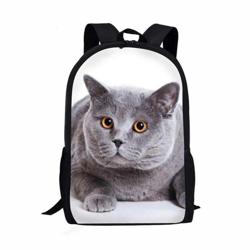 古典的な人気の猫ノートブックバックパック生徒スクールバッグ 3D プリントオックスフォード防水男の子/女の子ラップトップバックパック