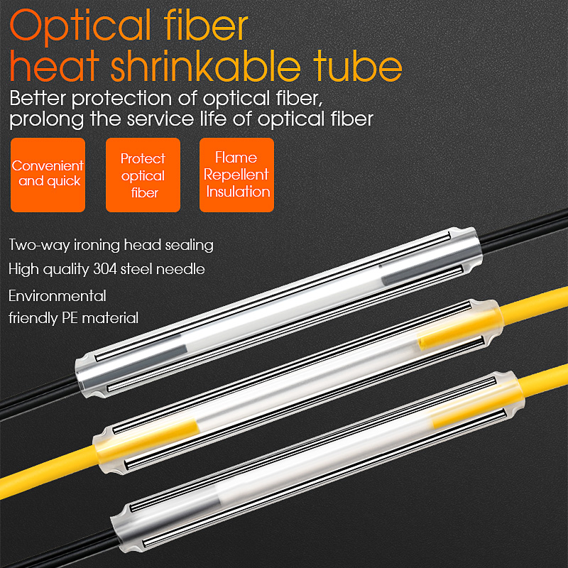 60 ミリメートル光ファイバー熱収縮チューブ FTTH 二針粗パイプ革光ファイバーケーブルホットメルト融着スプライススリーブ