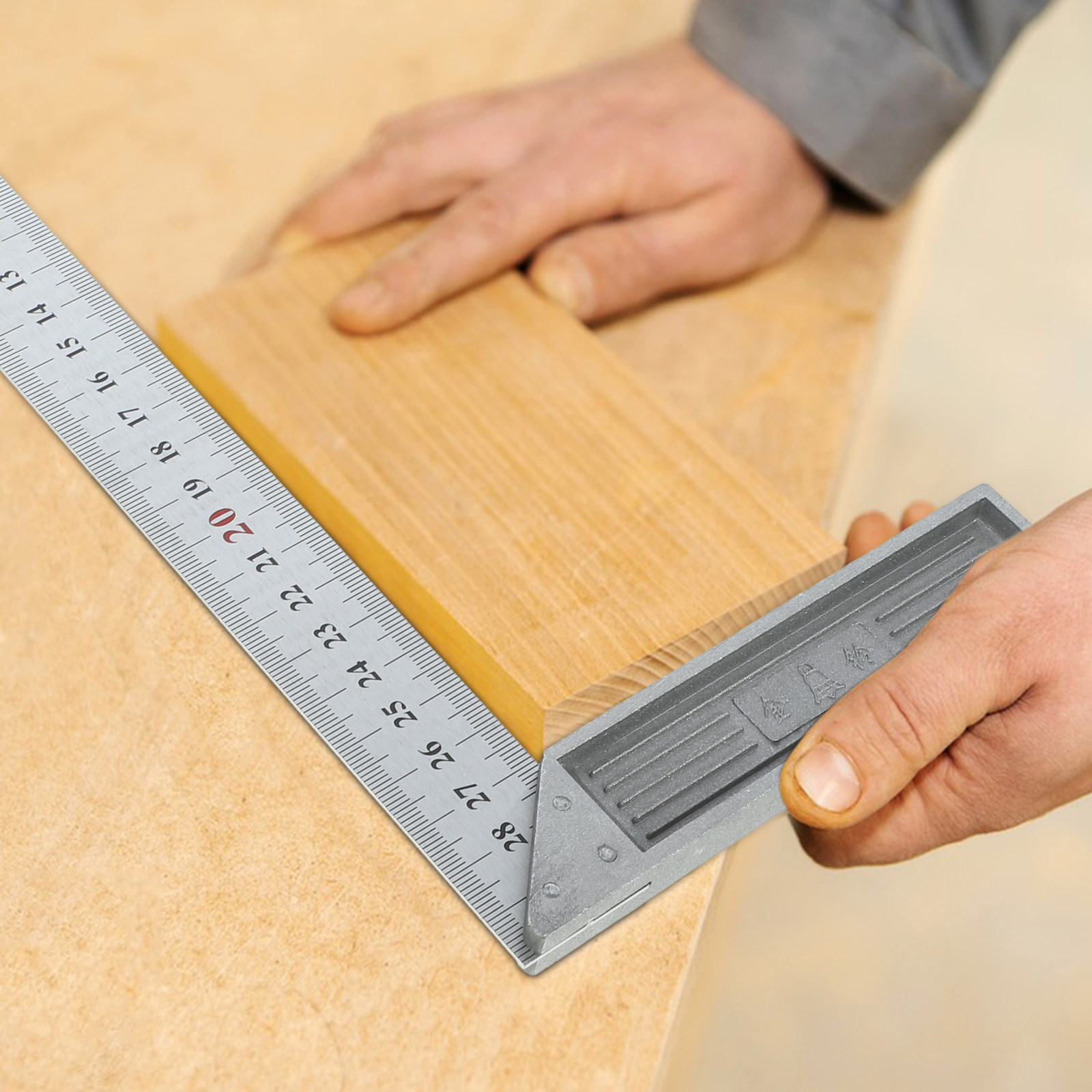 L スチール定規 直角 90 度 金属製測定ツール コンパクト 軽量 大工 木工 DIY L-