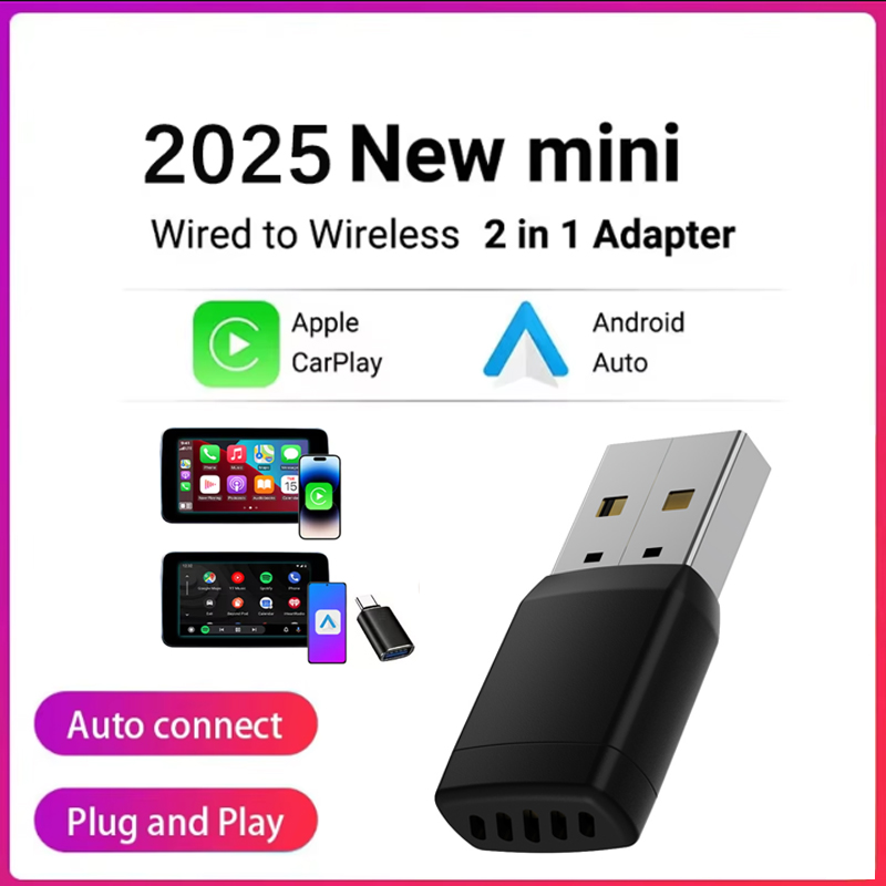 ワイヤレスアダプタースマートワイヤレスCarPlay Android Auto USBドングルWiFi Bluetooth自動接続OTAアップグレードオリジナル車用