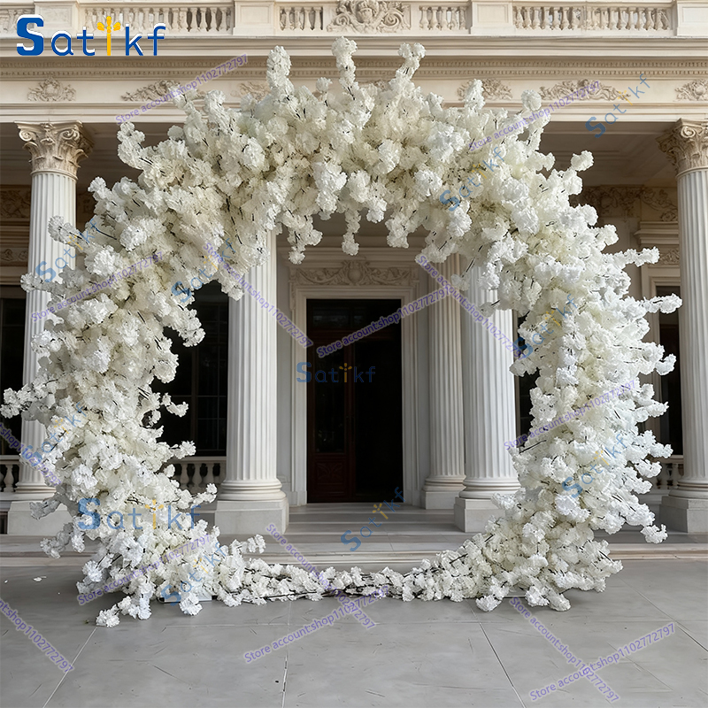 白桜結婚式の背景フラワーアレンジメントセット誕生日パーティーアーチ装飾花行イベントテーブルボールショー小道具