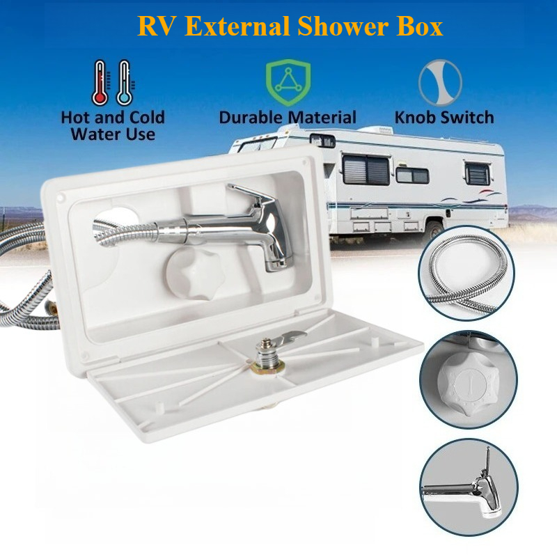 RV 外部シャワーキャラバン 屋外シャワーボックスキット ロックホットコールドシングルノブスイッチ付き ボートヨットキャンピングカーキャンピングカー用