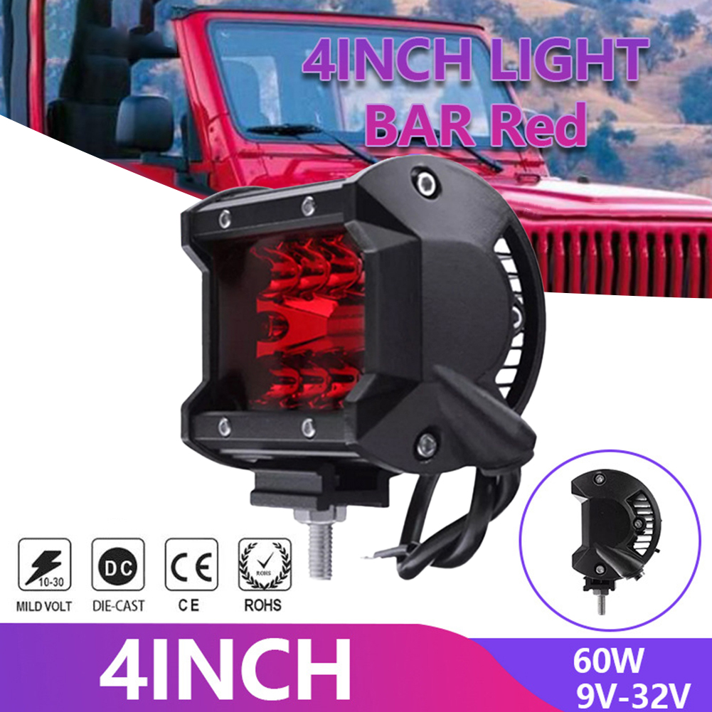 4 インチ LED ワークライトフラッドスポットライト 9-32V 60 ワット超軽量ドライビングランプオフロード車のトラック ATV 赤色車のライト