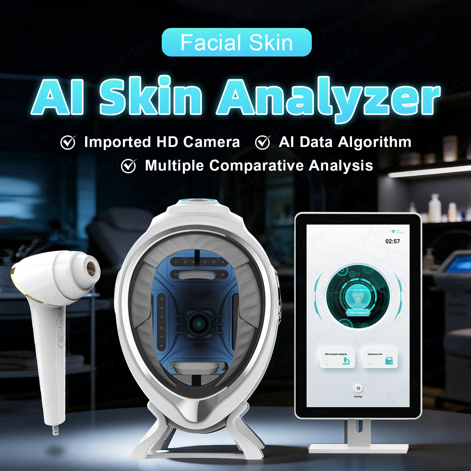 3D Skin Scanner Care Facial Analyzer Monitor Machine Magic Mirror Portable TestingEnglish Detector Face Camera Test Analysis