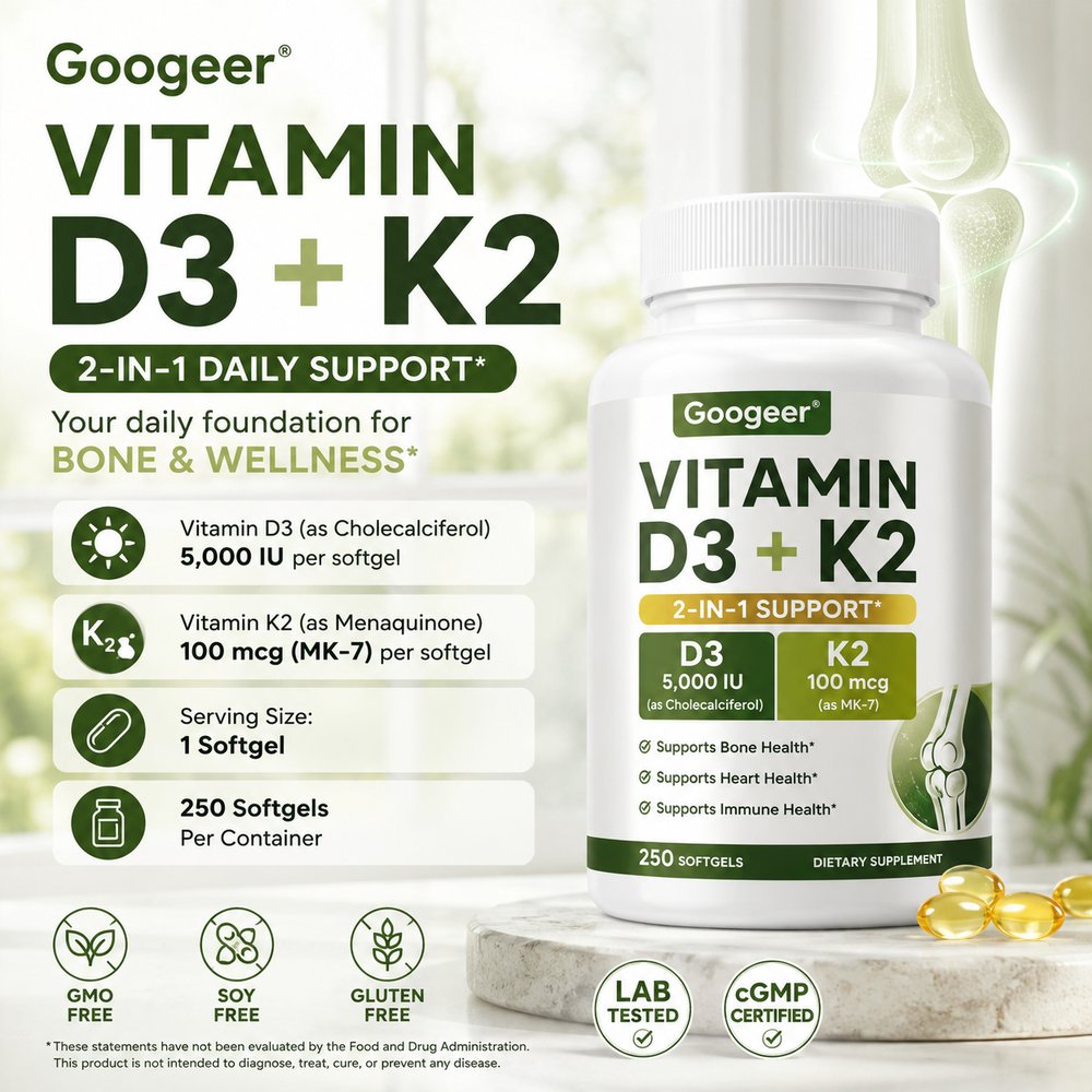 Deal Supplement ビタミン D3 K2 ソフトジェル GMO フリー 2 in 1 で骨、心臓、免疫の健康をサポート 大人向け 250 ソフトジェル