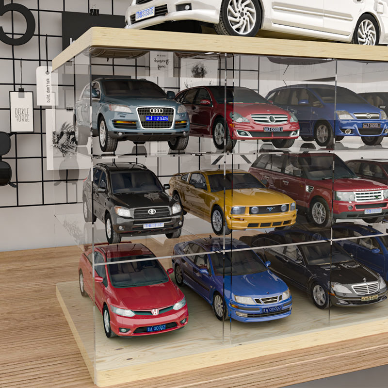 1/32 アクリル車モデルディスプレイボックス駐車場モデル合金車のおもちゃの車の収納ラック防塵ショーケースディスプレイボックスキャビネット