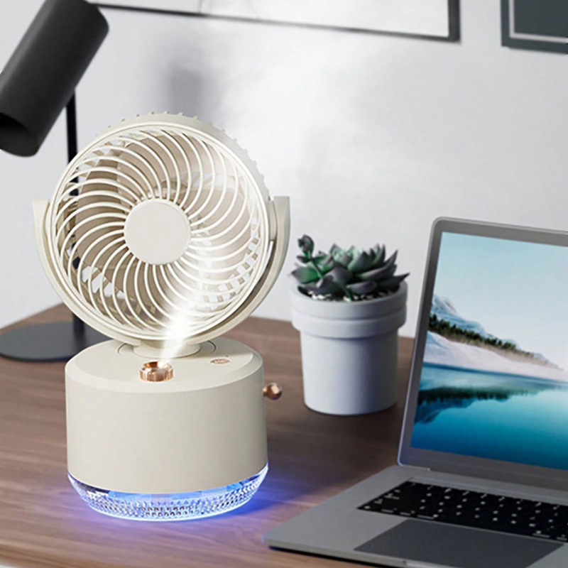 加湿器付き 2-in-1 デスクファン超静音、オフィス用ミストモード付き USB 電源パーソナル冷却ファン