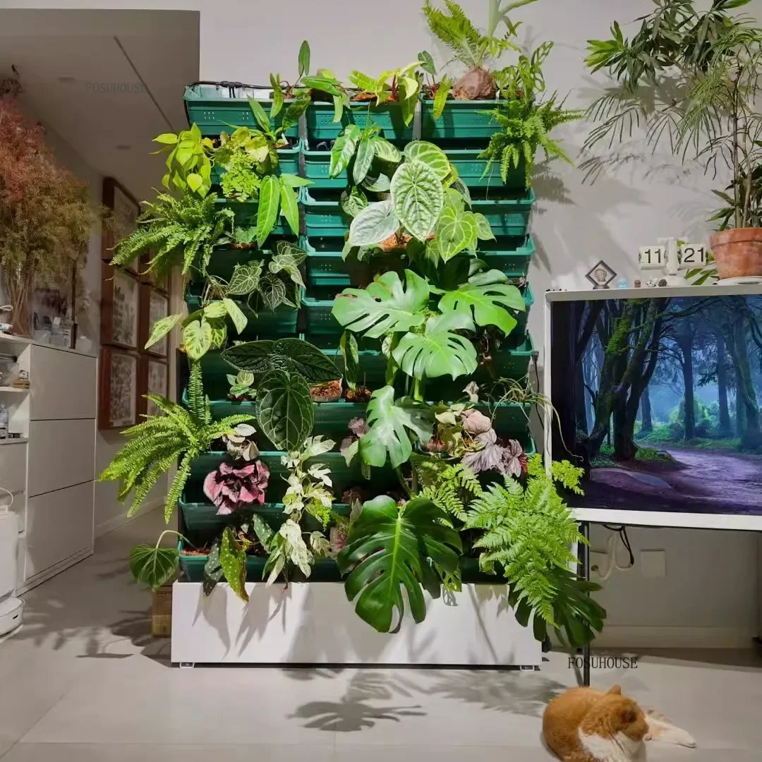 モダンなバルコニー移動式植物棚屋外中庭床緑の植物の壁植木鉢ラック多層野菜フラワーラック A