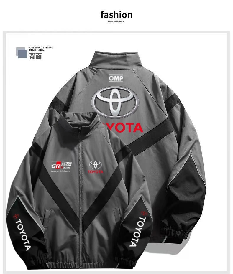 メンズ トヨタ GR ジャケット - ハイストリート スタイル スプライス ブラック ウインドブレーカー ジャケット - トヨタ ロゴ付き アウトドア カジュアル スポーツ コート