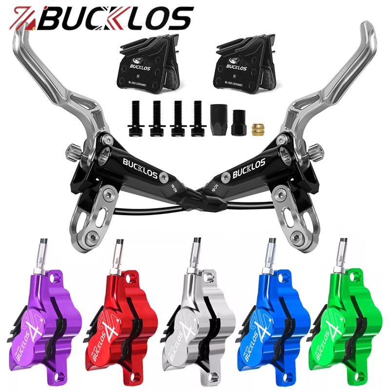 BUCKLOS 自転車 4 ピストン油圧ディスクブレーキセット 850/1550 ミリメートル油圧ブレーキフロントリアマウンテンバイク E-バイク油圧ブレーキ