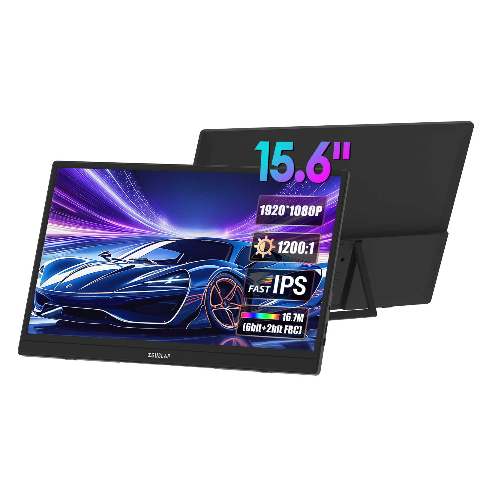 ZEUSLAP 15.6" FHD 1920x1080P IPS Panel USB-C HDMI Source Portable Monitor for Phone, Laptop, PC, Nintendo Switch Second Display