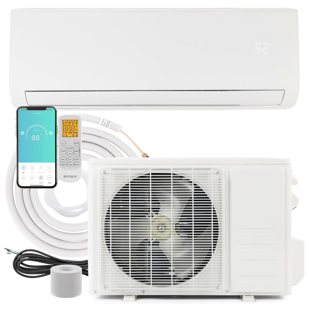 18000 BTU ミニスプリット AC/暖房システム、ヒートポンプ付き 20 SEER インバーターウォールエアコン、プレチャージコンデンサー、カスタム
