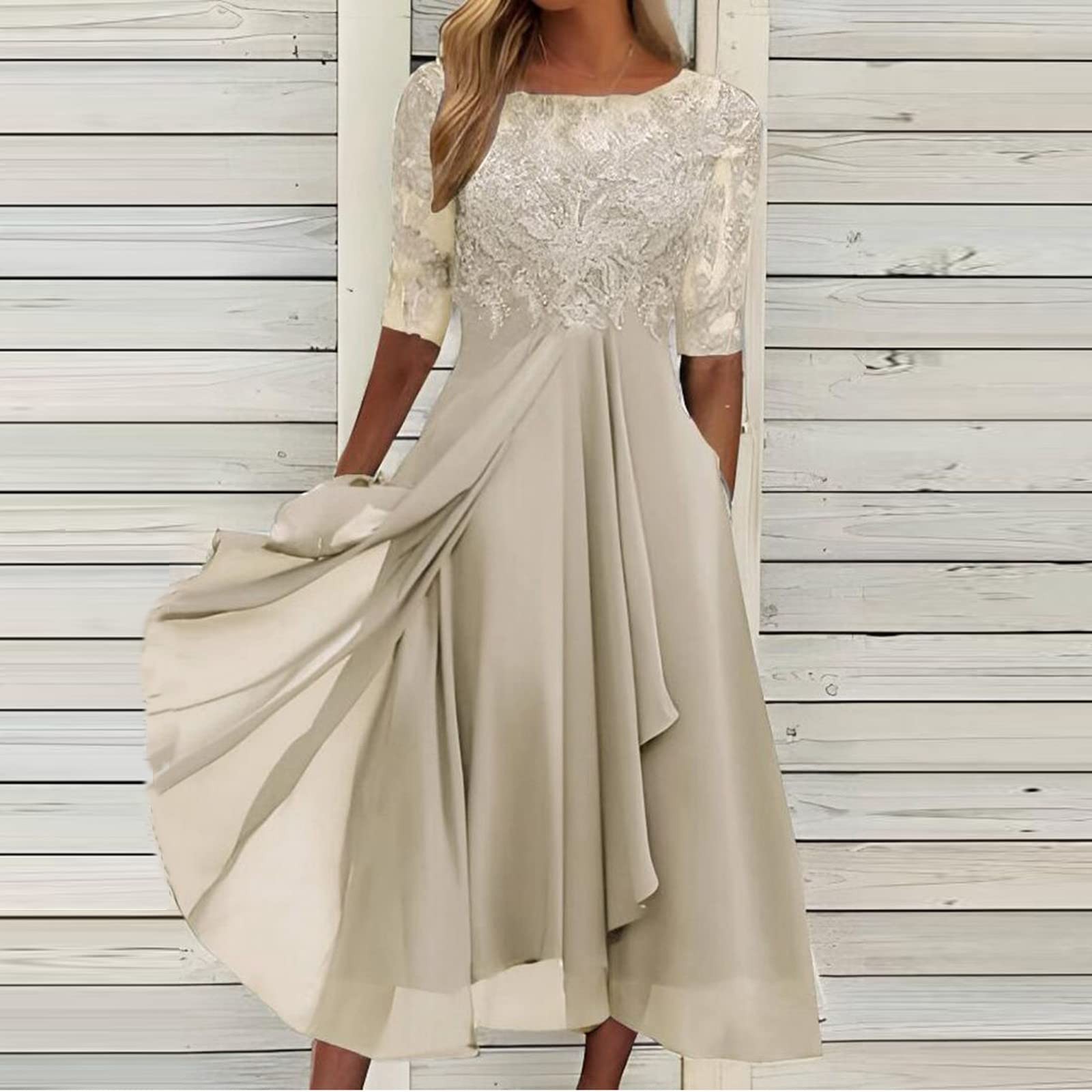 女性の夏のプラスサイズ茶丈刺繍レースシフォンモックドレス女性服 Vestidos パラ Mujer