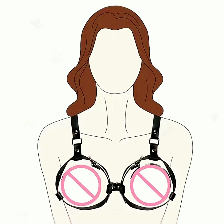 女性のフェティッシュプレイのために設計されたSMブラジャーベルトとストラップを備えた胸部拘束を特徴とするレザーBDSM胸ボンデージハーネス
