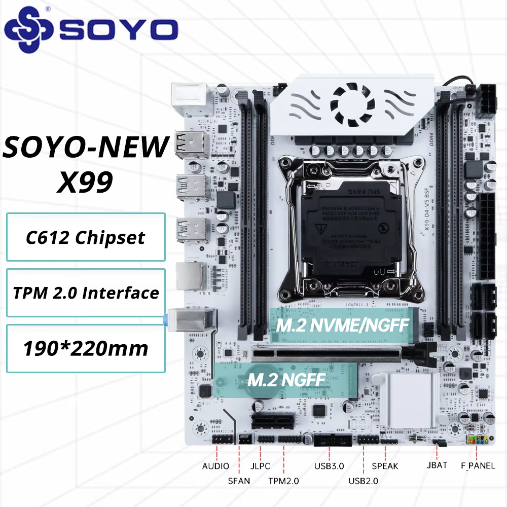 SOYO 新しいアップグレード X99 マザーボード C612 チップデュアルチャネル DDR4 メモリ LGA2011-3 ゲームコンピュータ用 TPM 2.0 M.2 NVME をサポート