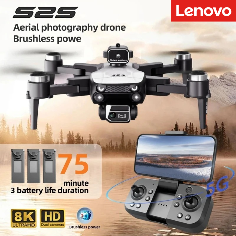 レノボ S2S ミニドローン 8K HD プロフェッショナル 4K デュアルカメラ障害物回避ブラシレスモーター折りたたみ式 Rc クアッドコプターおもちゃギフト