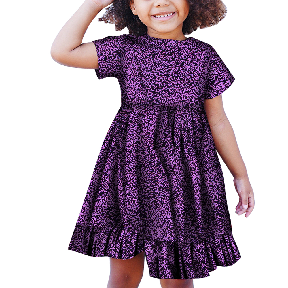 夏の子供半袖ドレス伝統的なアフリカ服リッシュガール子供服女の子ドレス WYT310