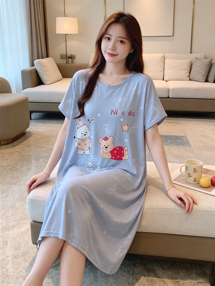 女性の睡眠ドレスソフトモーダル寝間着ナイティーズ女性の夏の新しい漫画ナイトガウンプリンセスパジャマドレスナイトウェア
