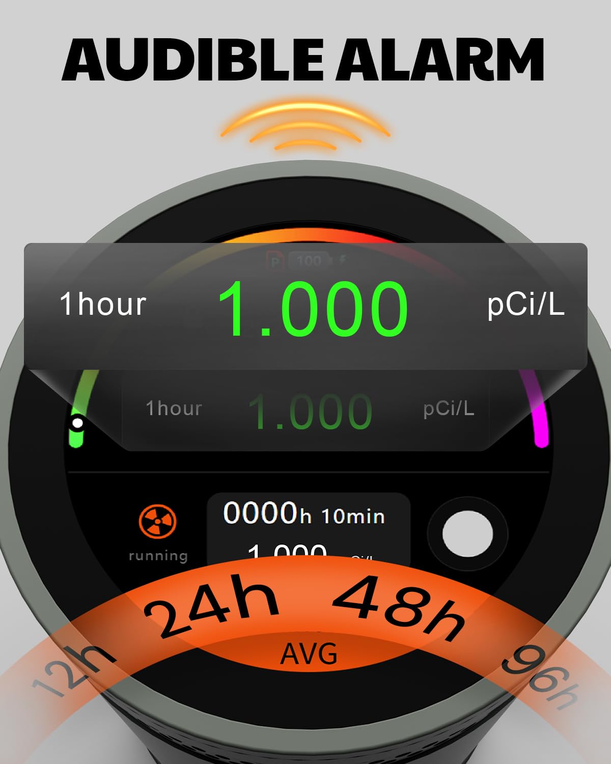 RM-75 Radon Detector With Touch Screen Pulsed Ion Alarm Sensor Home Air Quality Monitor Gas Detectors Smart PCi/L Bq/m³