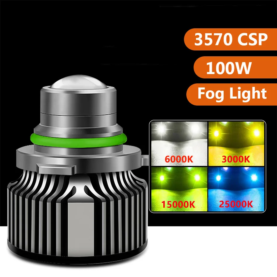 H8 H9 H7 H11 LED 9005 HB3 9006 HB4 車 LED 強力なフォグランプ電球 3000K 6000K 15000K 25000K 100W 12V レンズフォグランプ電球