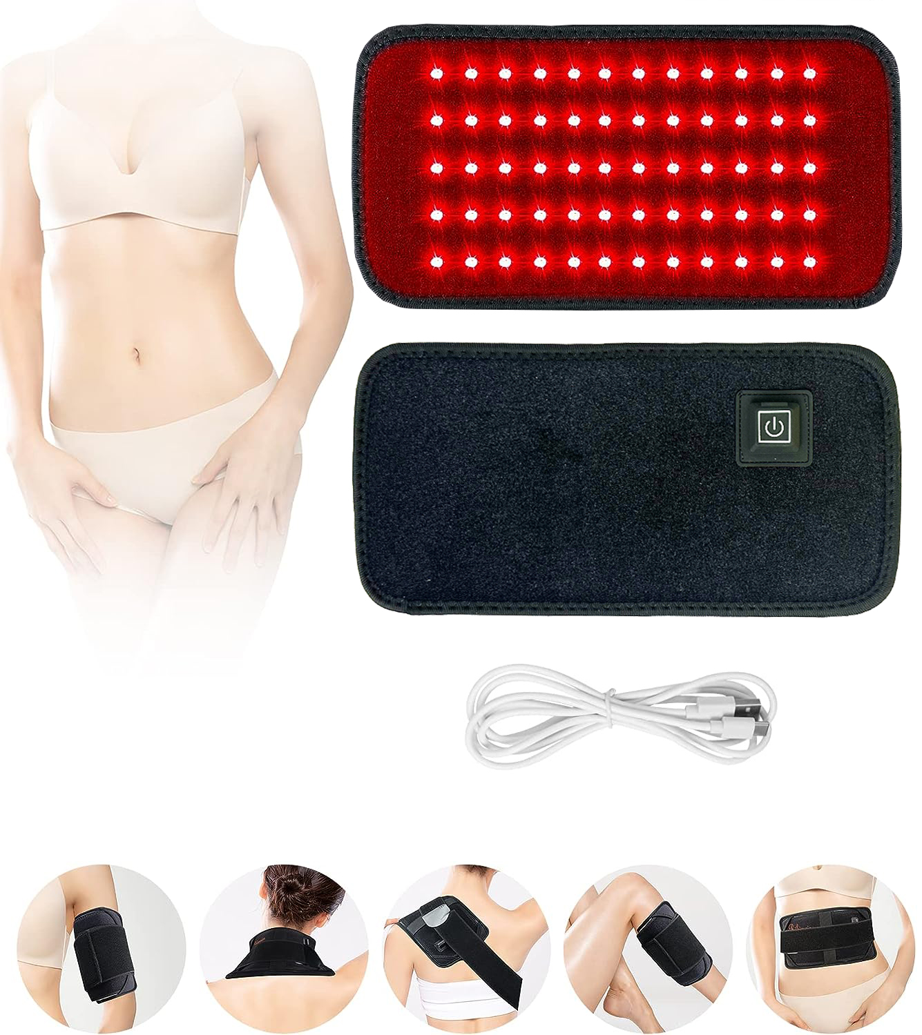60 LED 赤＆赤外線治療ベルト 850nm 660nm 背中燃焼脂肪ラップ痩身マシンウエストヒートパッド全身