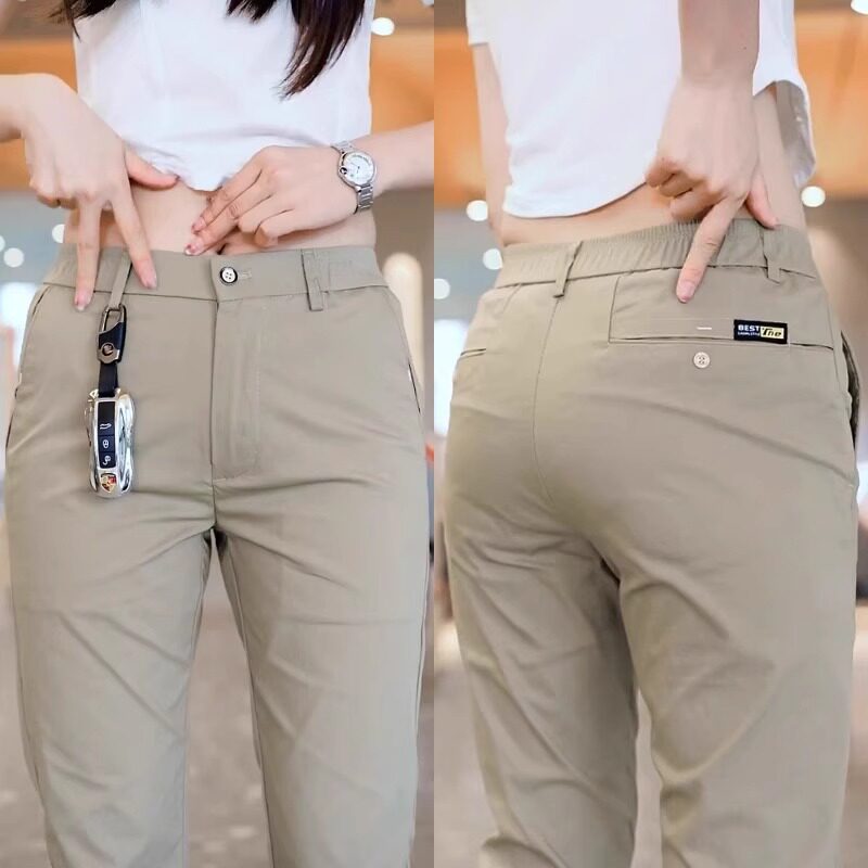 メンズカジュアルパンツ韓国ファッション夏スリムフィットズボン高品質ウエストゴムストレートゴルフスポーツパンツ男性服