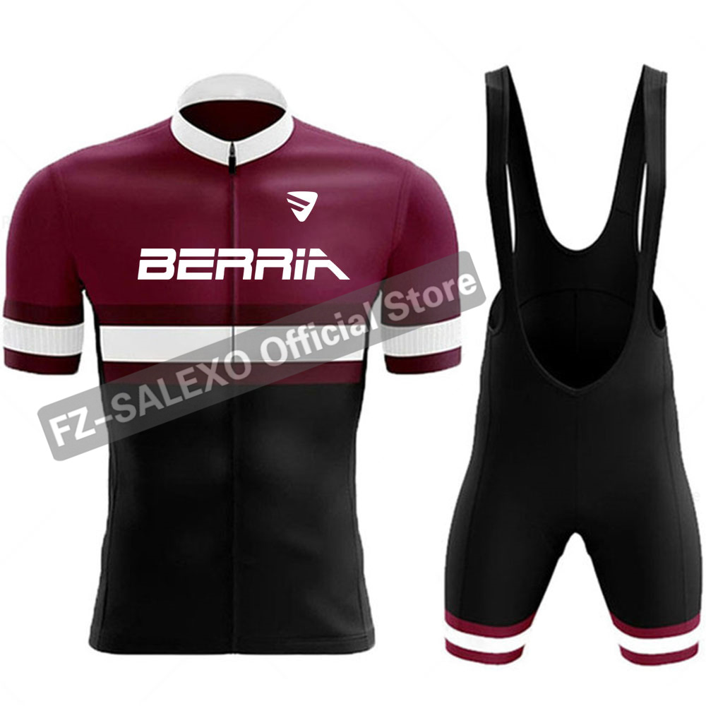 BERRIA チームサイクリングジャージセット夏半袖メンズロードレースバイク服通気性 MTB 自転車よだれかけスーツ Ropa Ciclismo