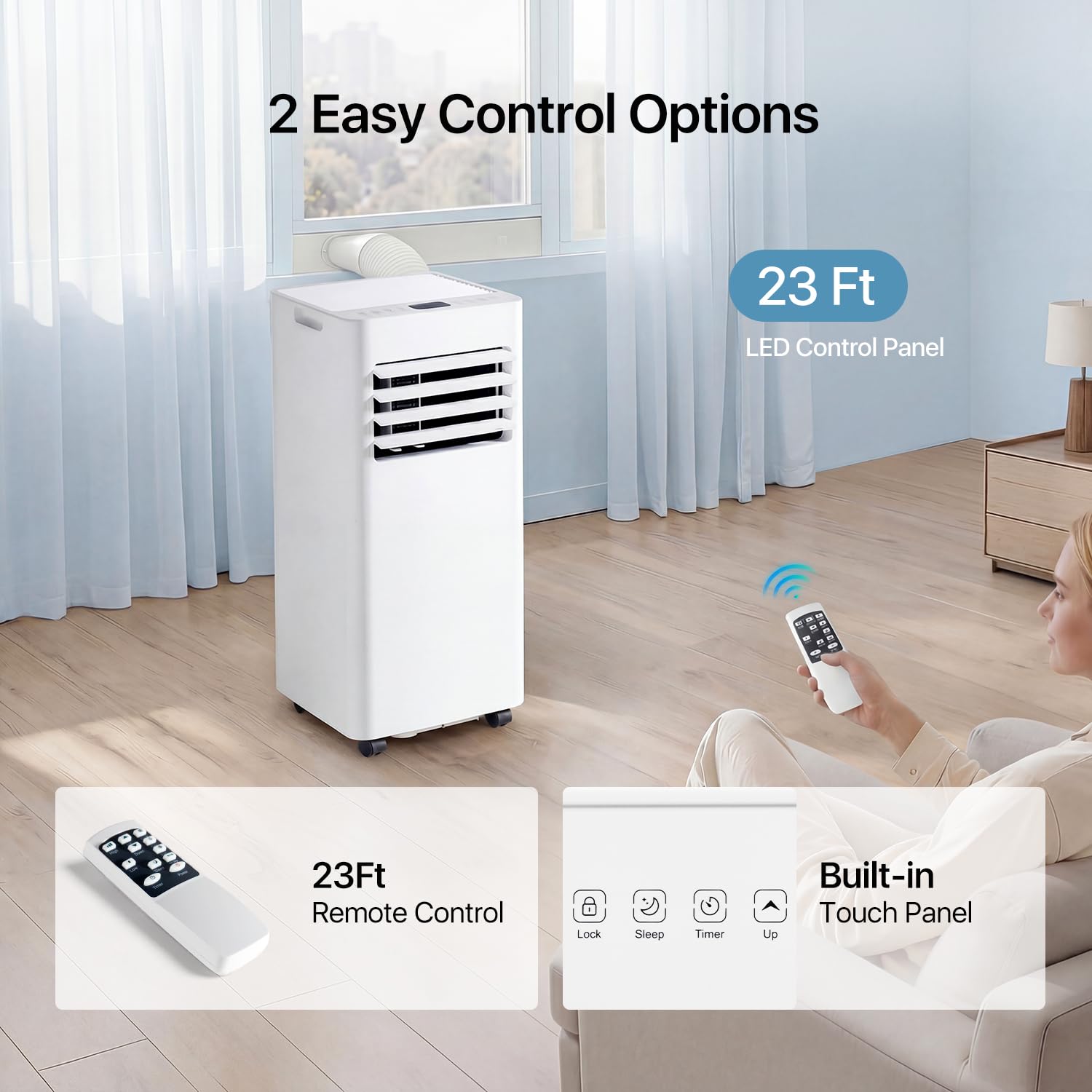 10000BTU 5-in-1 ポータブル AC ヒーター、冷却、ファン付き