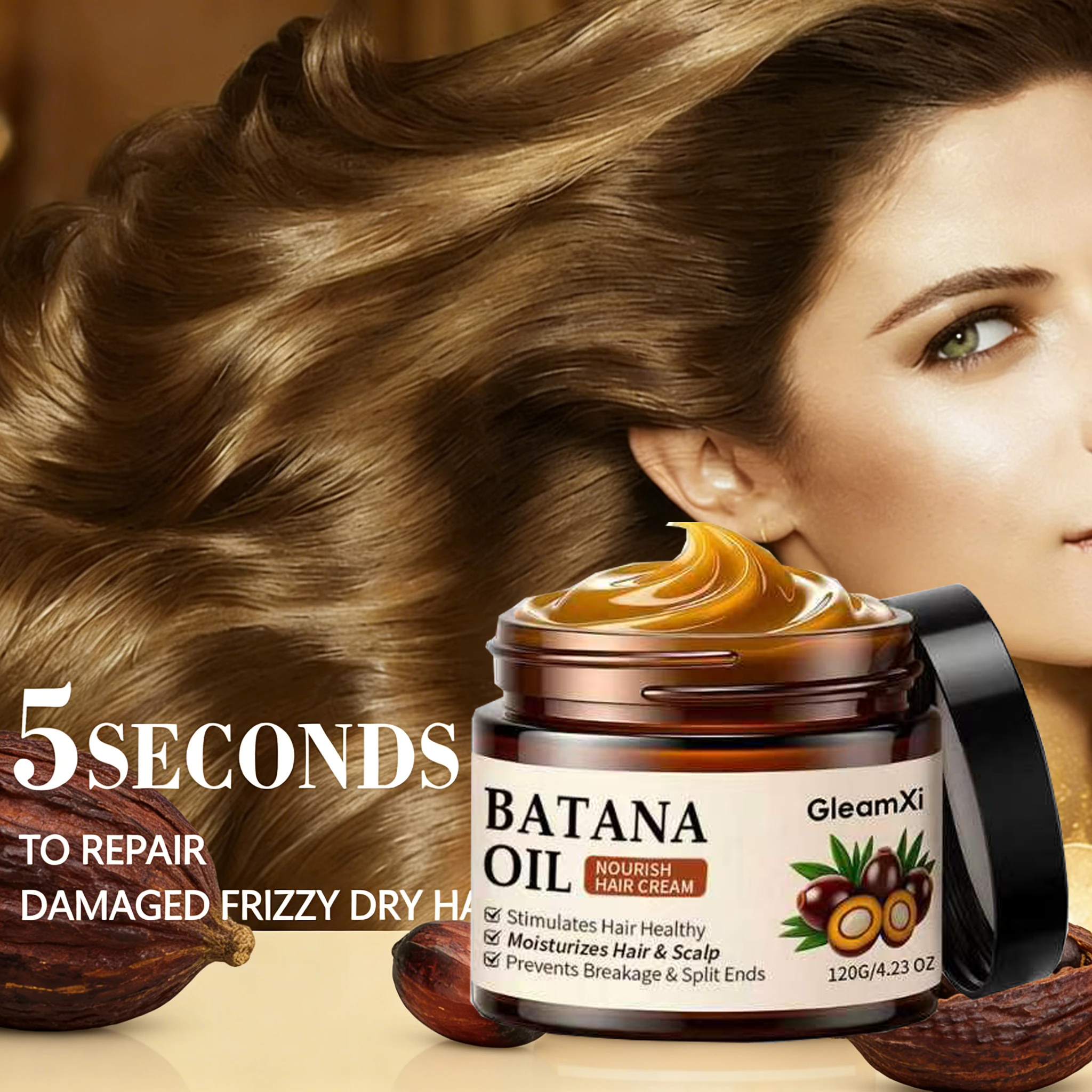 100% 純粋なオーガニックヘアマスク Batana オイル育毛オイルナチュラルトリートメント栄養を与える脱毛防止抗破損