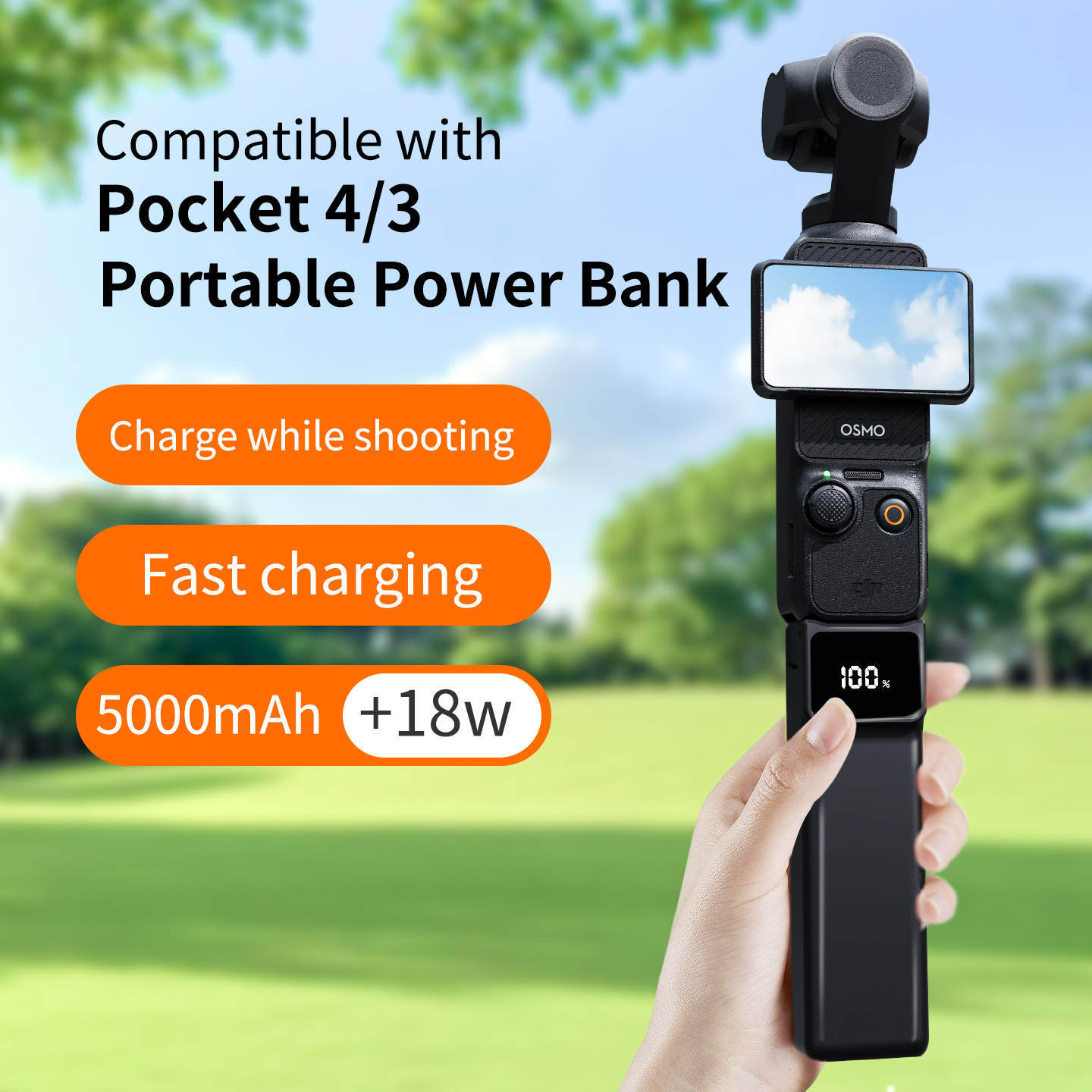 Pocket 4 用バッテリーハンドル DJI Osmo Pocket 3 外部バッテリー Xtra Muse バッテリーエクステンダー ポータブル充電器 予約済み 1/4 インチスレッド